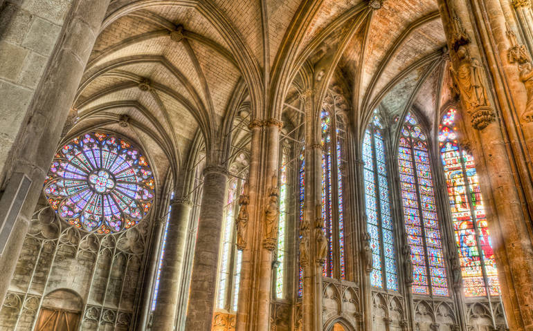 Interior St. Nazaire cathedral in Carcassonne 