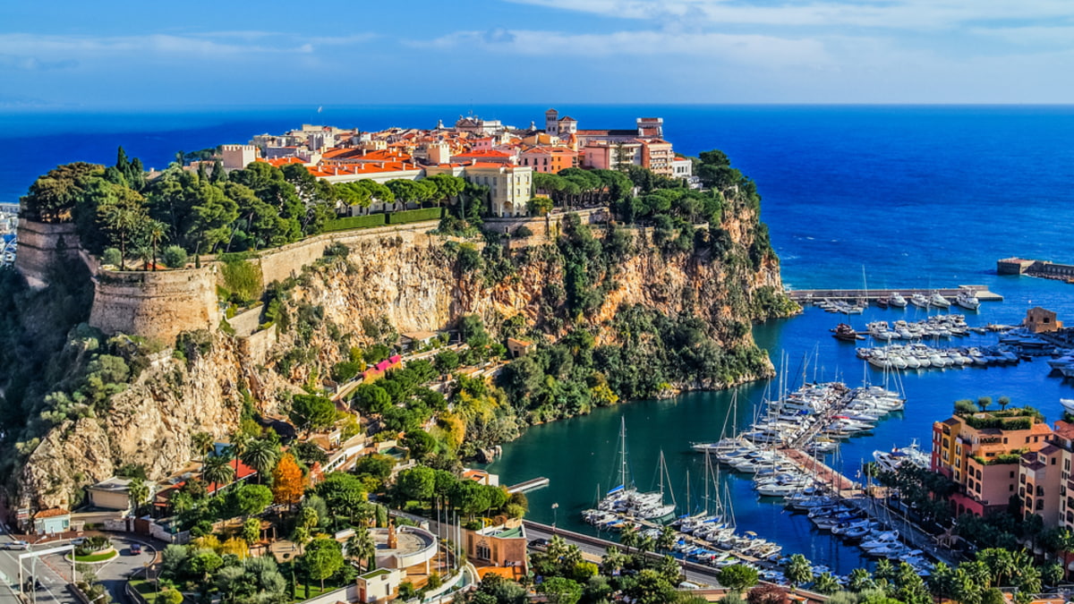 View over Monaco-Ville with the Mediterranean sea in the background